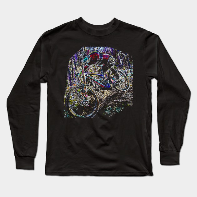 mtb downhill Long Sleeve T-Shirt by rickylabellevie